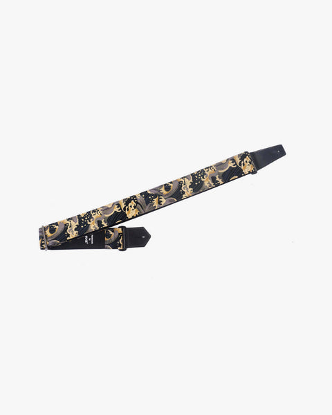 brown wave guitar strap with leather ends-1