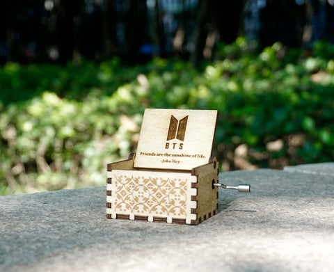 Custom BTS Hand Crank Wooden Music Box