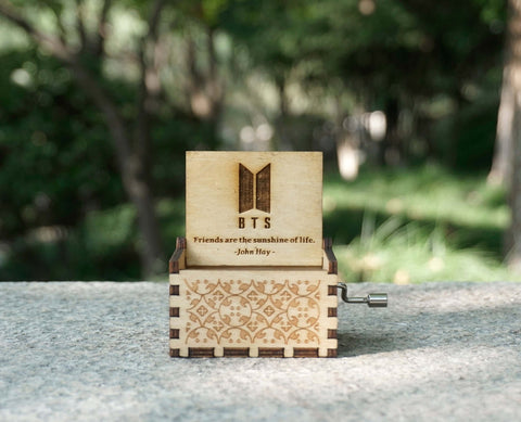 Custom BTS Hand Crank Wooden Music Box