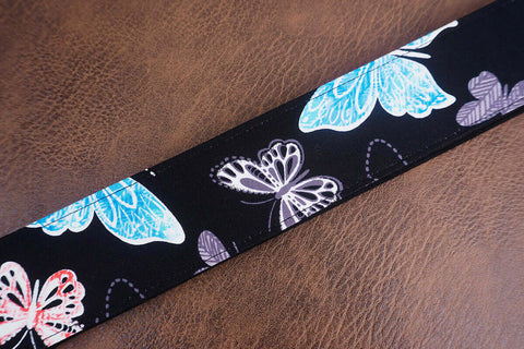 butterfly guitar strap with leather ends-5