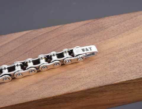Personalized Bicycle Chain Bracelet Vintage - Custom Engraved Jewelry for Men or Women-4