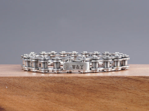 Personalized Bicycle Chain Bracelet Vintage - Custom Engraved Jewelry for Men or Women-5