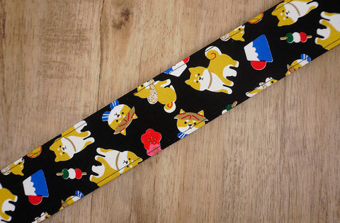 Personalized Akita Dog Guitar Strap with leather ends-5