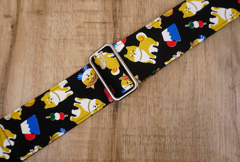 Personalized Akita Dog Guitar Strap with leather ends-6
