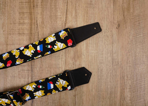 Personalized Akita Dog Guitar Strap with leather ends-7