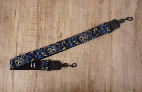 lightning dragon banjo strap with leather ends and hook, can also be used as purse guitar strap-3