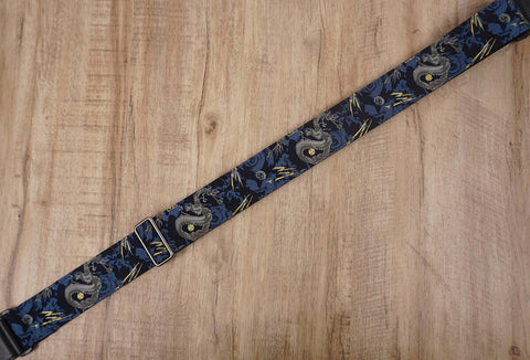 lightning dragon banjo strap with leather ends and hook, can also be used as purse guitar strap-4