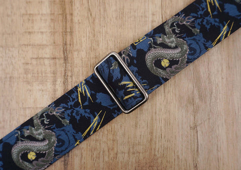 lightning dragon banjo strap with leather ends and hook, can also be used as purse guitar strap-6