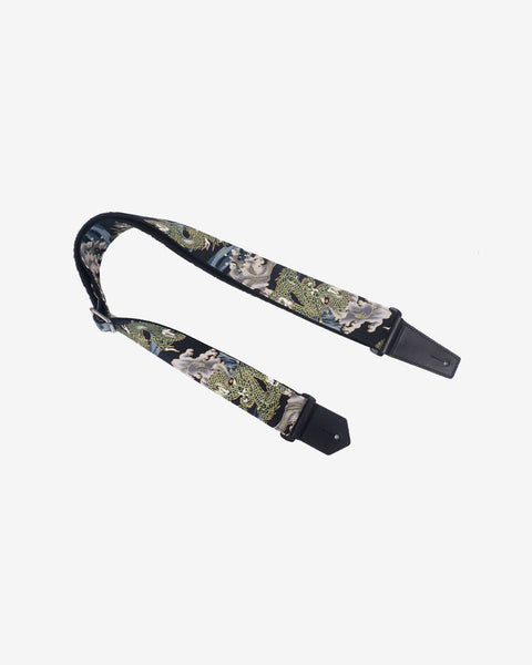 Chinese Dragon Guitar Strap with leather ends-1
