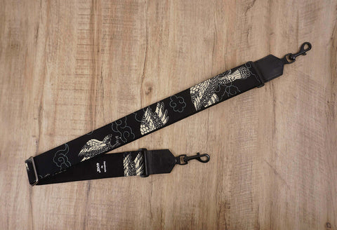 eagle banjo strap with leather ends and hook, also can be used as purse guitar strap-3