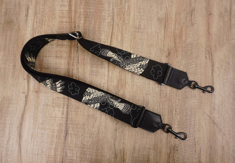 eagle banjo strap with leather ends and hook, also can be used as purse guitar strap-2