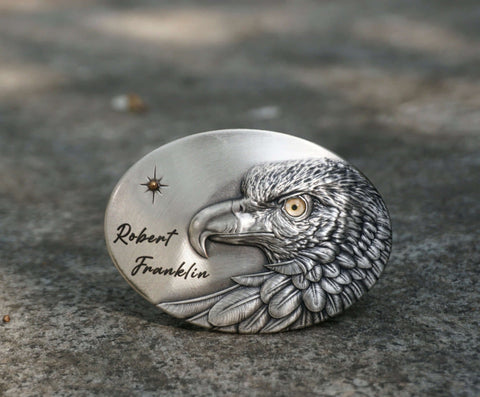 Personalized Western eagle and sun BELT BUCKLE with name engraved, Custom monogram Belt Buckle for him, her, Groomsman, Cowboy-9