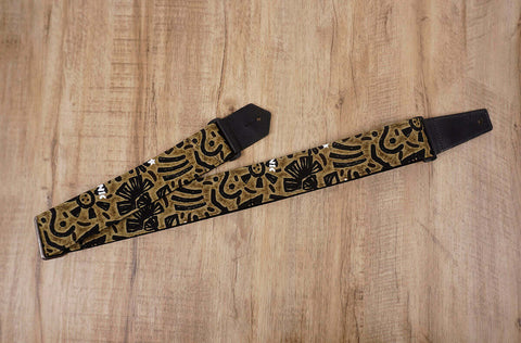 exotic totem guitar strap with leather ends-4