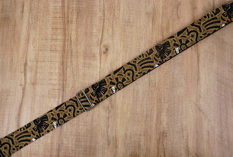 exotic totem guitar strap with leather ends-6