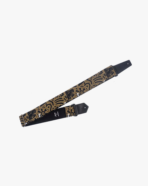 exotic totem guitar strap with leather ends-1