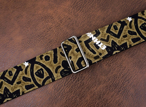 exotic totem banjo strap with leather ends and hook, also can be used as purse guitar strap-4