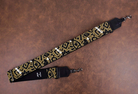 exotic totem banjo strap with leather ends and hook, also can be used as purse guitar strap-2