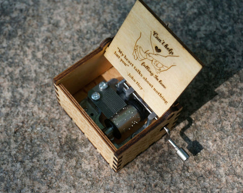 Custom Can't Help Falling In Love Hand Crank Wooden Music Box