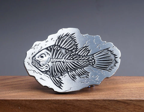 Personalized Fish BELT BUCKLE with Initials engraved, Custom monogram Belt Buckle for him, Groomsman, Cowboy-1