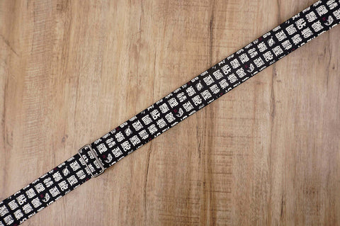 fish monogrammed guitar strap with leather ends -4