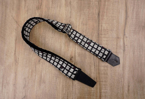 fish monogrammed guitar strap with leather ends -2