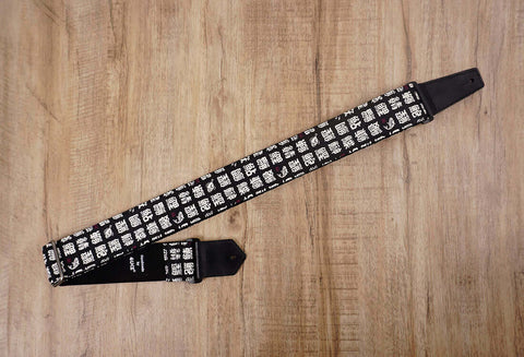 fish monogrammed guitar strap with leather ends -6