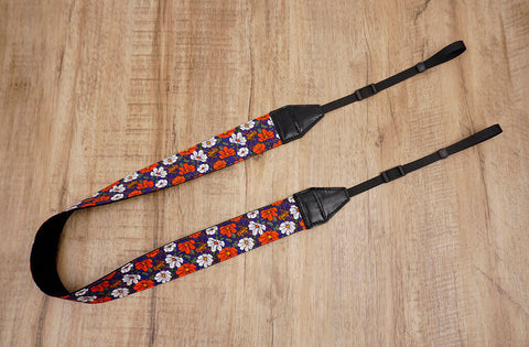 red white flowers camera strap-2