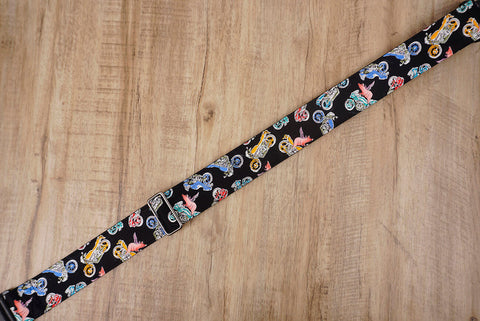 fly pig with motorcycle guitar strap with leather ends-4