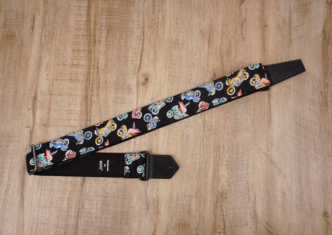 fly pig with motorcycle guitar strap with leather ends-2