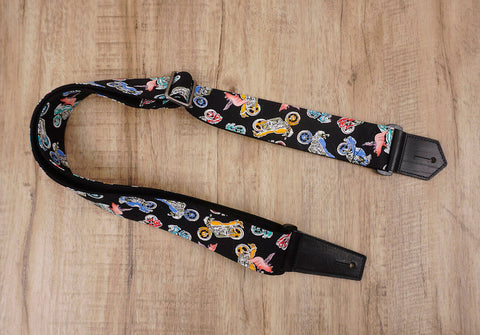 fly pig with motorcycle guitar strap with leather ends-3