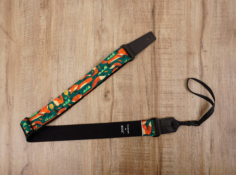 Red fox ukulele shoulder strap with leather ends-4