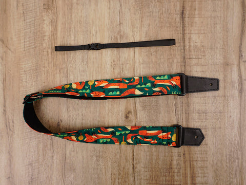 Red fox ukulele shoulder strap with leather ends-3