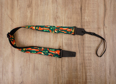 Red fox ukulele shoulder strap with leather ends-2