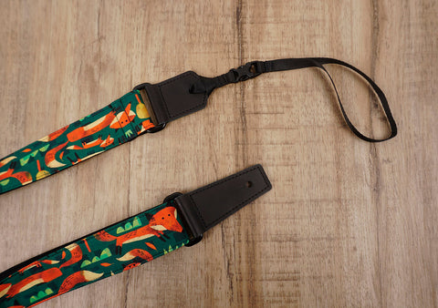 Red fox ukulele shoulder strap with leather ends-5