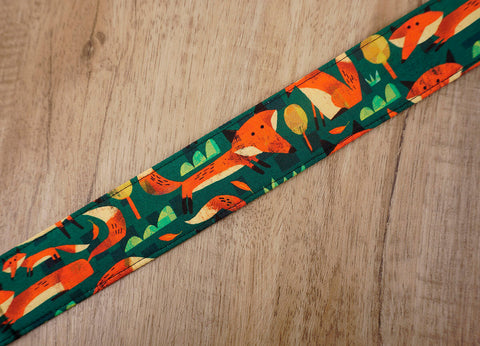 Red fox ukulele shoulder strap with leather ends-7