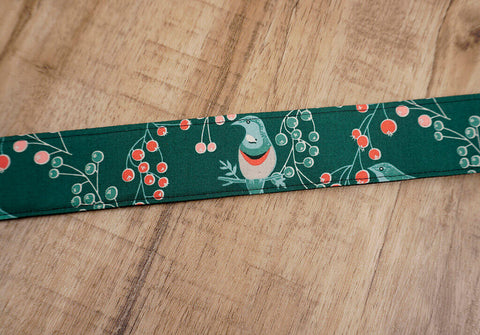 Green Bird and Fruit printed vintage camera strap-6
