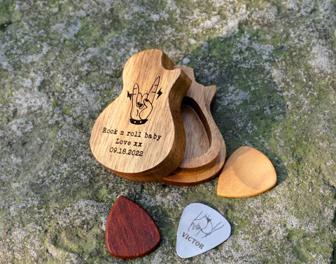 Rock Hand Sign Guitar pick holder box