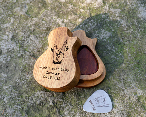 Rock Hand Sign Guitar pick holder box