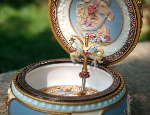 Personalized Carousel Horse Music Box with engraved name-3