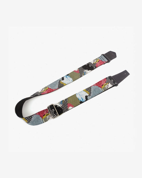 Japanese culture guitar strap with leather ends