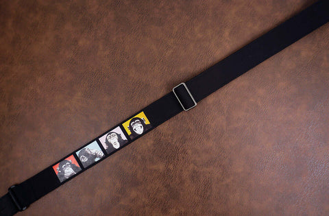 monkey funny face guitar strap with leather ends-4
