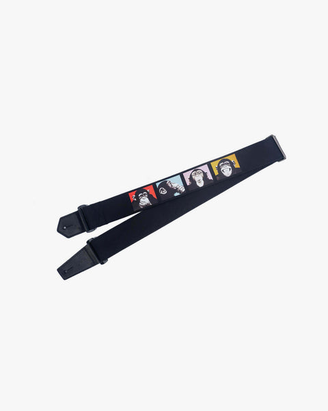 monkey funny face guitar strap with leather ends-1