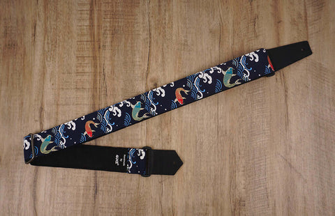 koi fish guitar strap with leather ends-2