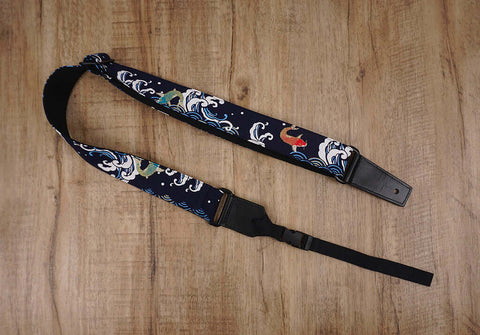 koi fish ukulele shoulder strap with leather ends -2