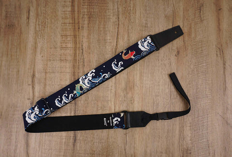 koi fish ukulele shoulder strap with leather ends -3