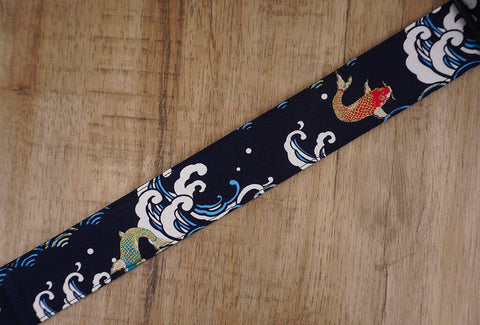 koi fish ukulele shoulder strap with leather ends -5