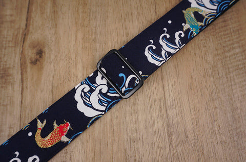 koi fish ukulele shoulder strap with leather ends -6
