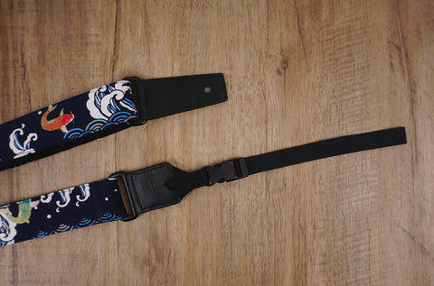 koi fish ukulele shoulder strap with leather ends -7