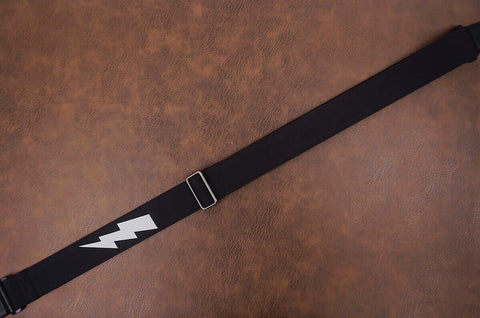 lightning reflective guitar strap with leather ends-3