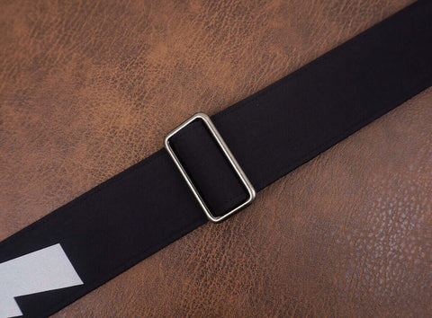 lightning reflective guitar strap with leather ends-4